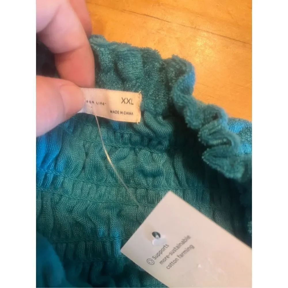 So good for life ￼ ruffled Smock tank ￼Aqua XXL Nwt (2971)